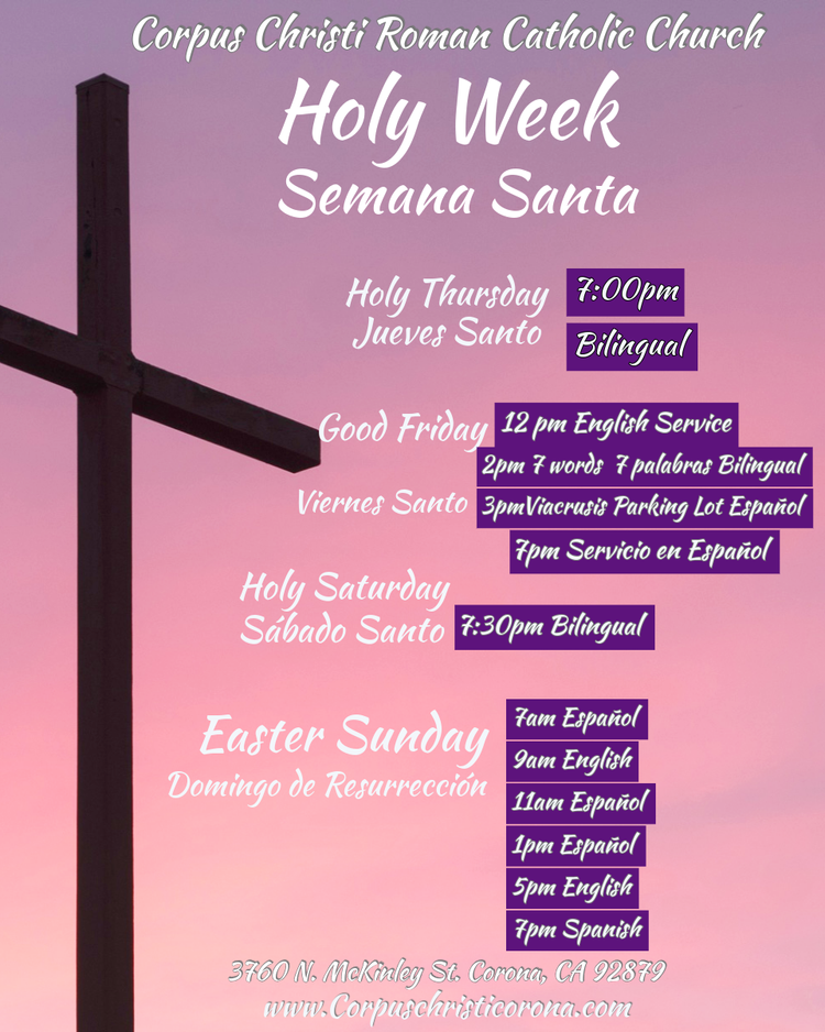 Holy Week Schedule 2026