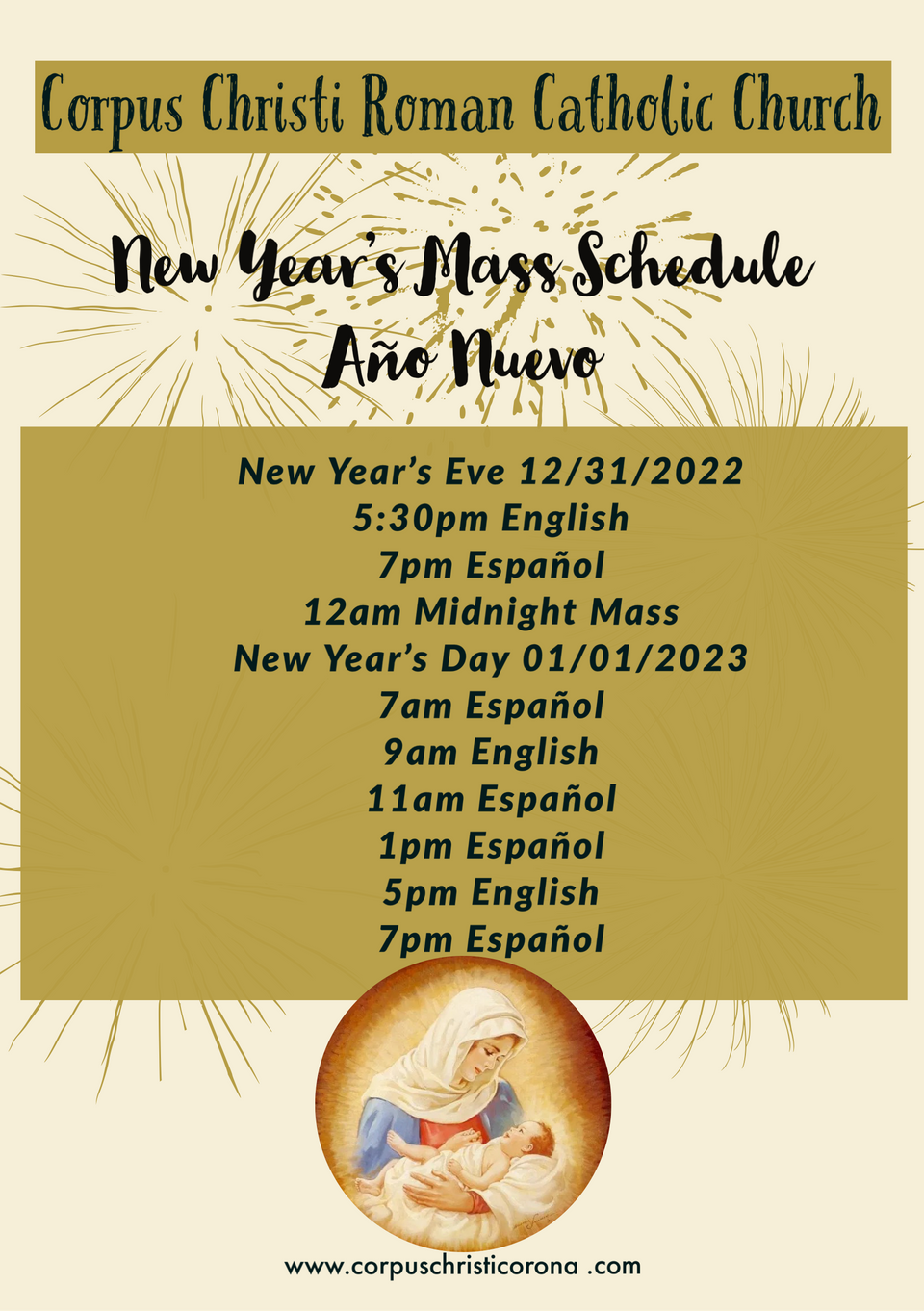 New Year's Schedule
